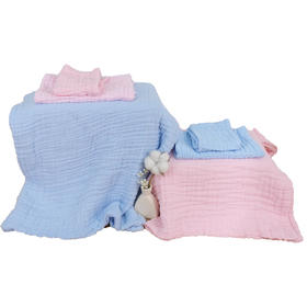 柔棉日记全棉泡泡纱素色方巾(浅蓝/浅粉)RR010#