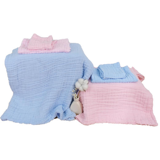 柔棉日记全棉泡泡纱素色方巾(浅蓝/浅粉)RR010# 商品图0