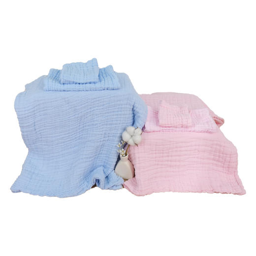 柔棉日记全棉泡泡纱素色童巾(浅蓝/浅粉)RR011# 商品图0