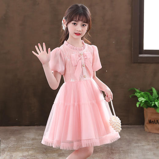 女童洋气连衣裙新款蓬蓬纱裙短袖礼服裙 DY6920 商品图1