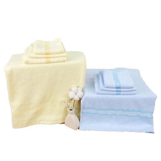 柔棉日记竹纤维毛圈缎档童巾(浅蓝/浅黄)RR015# 商品图0