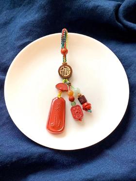 新款节节高升平安无事帝王砂三股钥匙坠/包挂/挂件 饰品美物