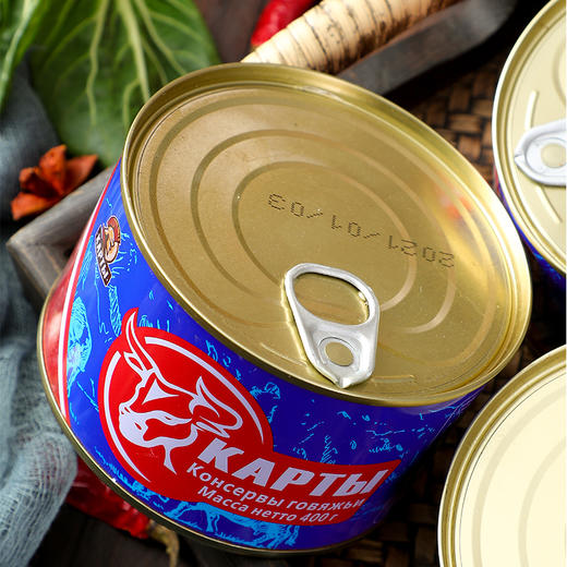 【中欧班列精选】俄罗斯风味卡勒德红烧牛肉/牛筋罐头开罐即食 午餐肉  欧洲风味美食  400g/罐 商品图1