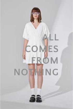 v领泡泡袖连衣裙