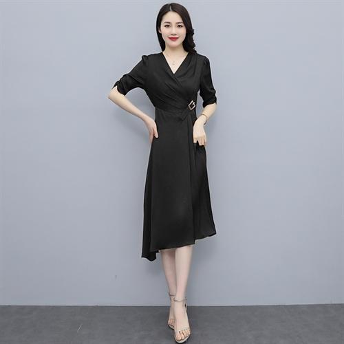 优雅百搭，夏季新款中长款纯色潮流连衣裙HR-MYYS8028 商品图6