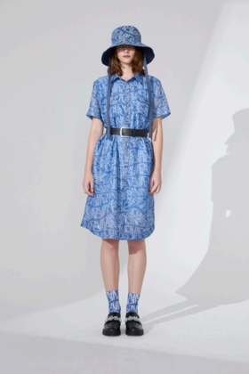 扭曲老花logo衬衫连衣裙