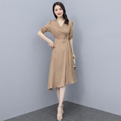 优雅百搭，夏季新款中长款纯色潮流连衣裙HR-MYYS8028 商品图4