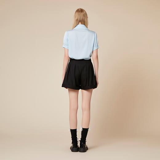 水蓝色短袖真丝缎衬衣 商品图4