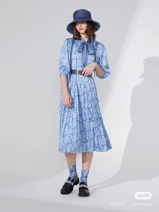 扭曲老花logo丝缎百褶下摆连衣裙 商品图2