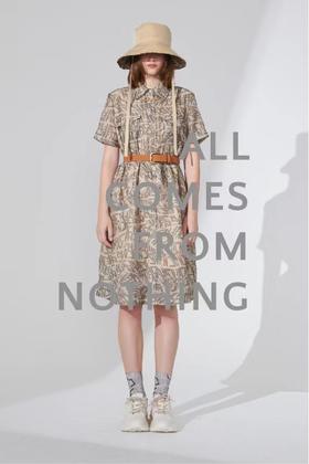 扭曲老花logo丝缎百褶下摆连衣裙