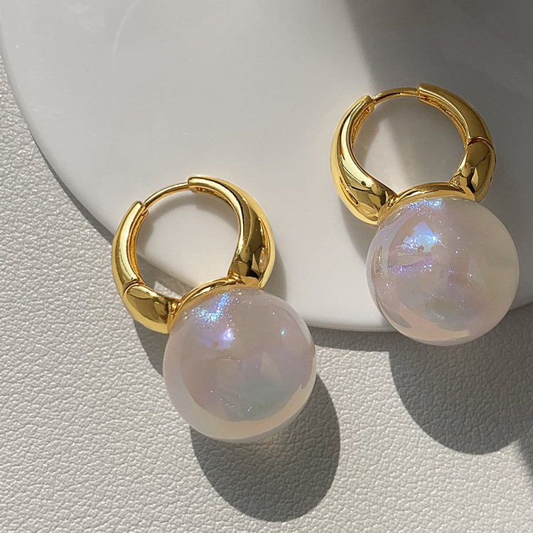 JU-A6328韩国气质时尚百搭设计感人鱼姬珍珠耳扣女金色简约大气耳环耳饰品