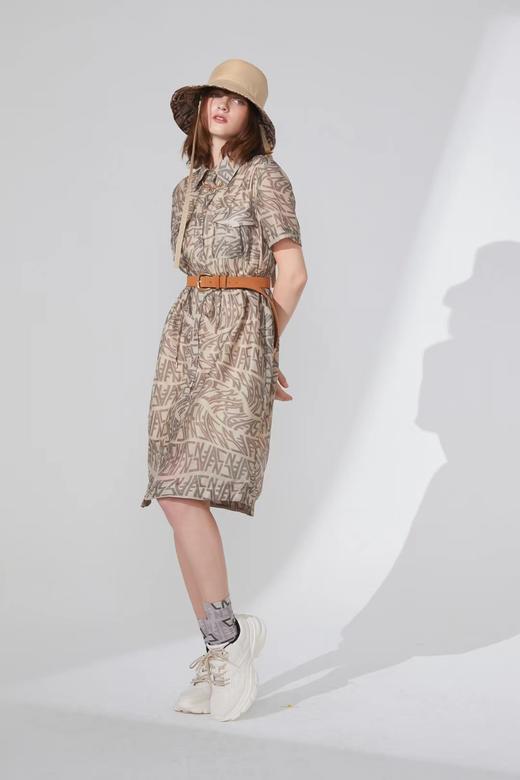 扭曲老花logo丝缎百褶下摆连衣裙 商品图2