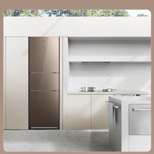 美的(Midea)245升一级能效双变频三门三开门风冷无霜钢化玻璃面板电冰箱BCD-245WTGPM 商品图1