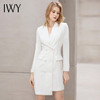 IWY/新款长袖连衣裙女白色西服裙正式场合双排扣西装领裙子时尚经理装 商品缩略图1