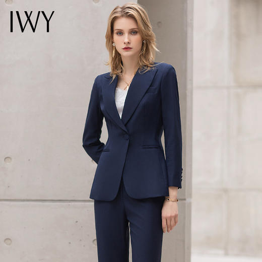 IWY/藏青色高端职业装时尚气质一粒扣西装套装售楼部工作服面试正装OL 商品图3