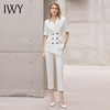IWY/IWY夏季短袖职业西装套装时尚干练双排扣气质修身白色商务工作服 商品缩略图0