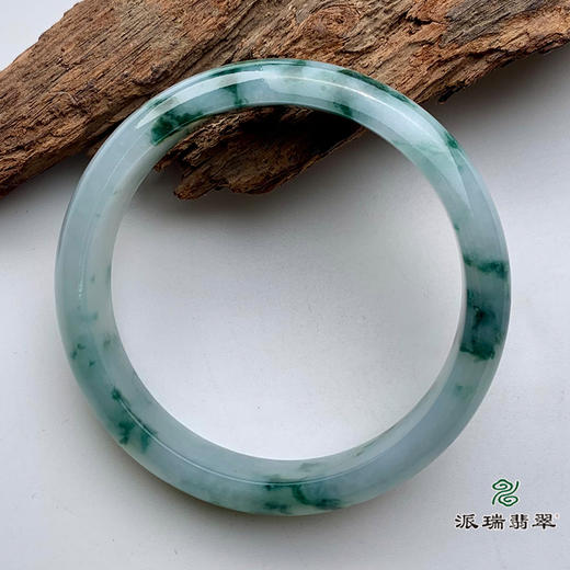 派瑞翡翠 翡翠手镯 糯种 飘蓝花 商品图2