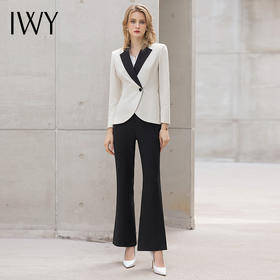 【新品预售】IWY/高级黑白拼接职业套装女西装职业装气质艺考播音正装阔腿裤西服OL