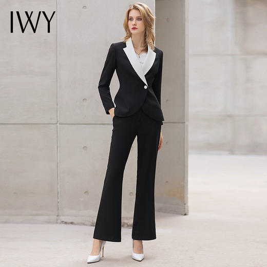 【新品预售】IWY/黑色阔腿裤西装套装女新款高端名媛气质总裁商务工作服职业装正装 商品图1
