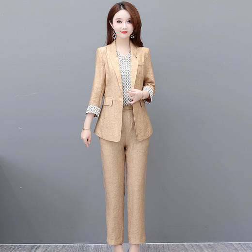 YWE 6897时尚两件套装气质优雅大码小西装外套裤子 商品图2