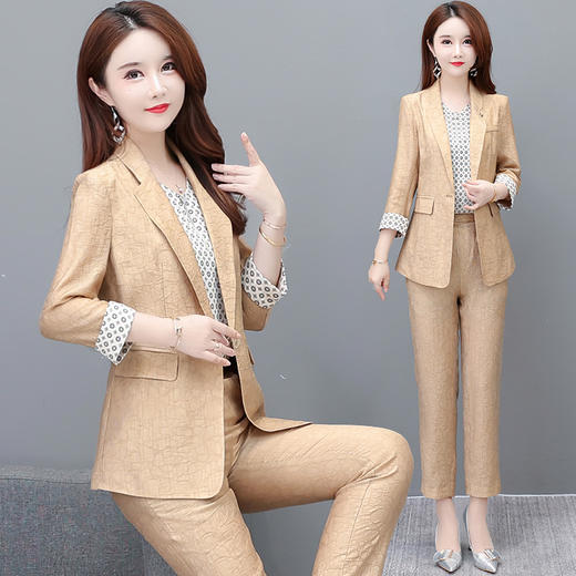 YWE 6897时尚两件套装气质优雅大码小西装外套裤子 商品图0