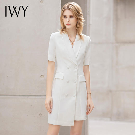 IWY/夏季短袖白色西装连衣裙女小众高级美容院工作服正装职业套装裙OL 商品图0
