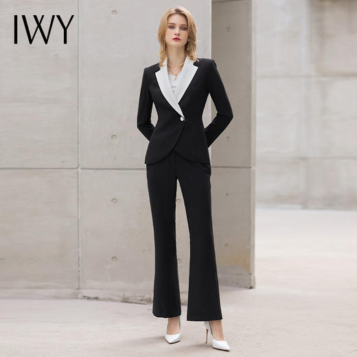 【新品预售】IWY/黑色阔腿裤西装套装女新款高端名媛气质总裁商务工作服职业装正装 商品图2
