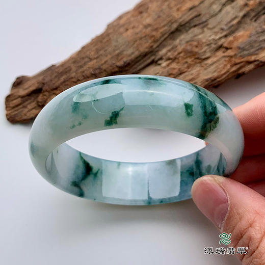 派瑞翡翠 翡翠手镯 糯种 飘蓝花 商品图1