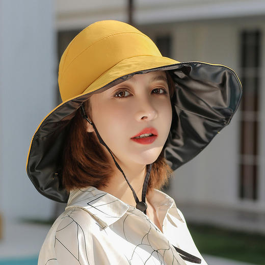 专业防晒黑胶大沿空顶帽百搭蝴蝶结遮阳帽太阳帽JC-9733 商品图1