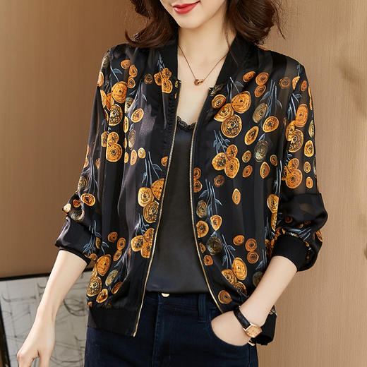 KQL  A56N610雪纺防晒衣外套时尚印花开衫棒球服 商品图0