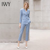 IWY/高端长袖西服职业装气质女神范蓝色双排扣西装套装女商务总裁正装 C12101+P12101 商品缩略图1