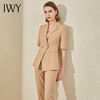 IWY/高端卡其色干练短袖西装套装女夏季英伦风双排扣时尚职业装气质OL 商品缩略图4