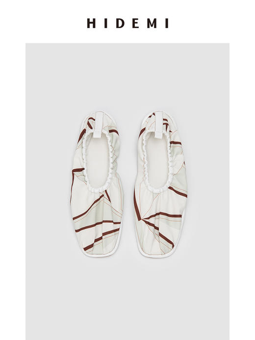 HIDEMI 家居系列都市几何印花小羊皮拼接平底鞋/附赠专属随行袋 商品图7