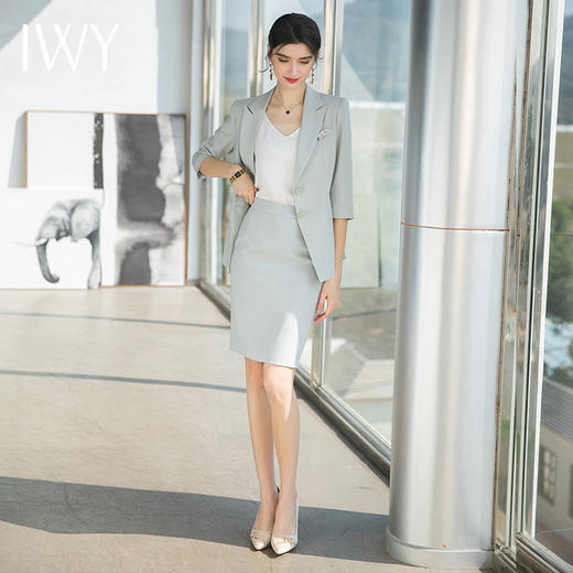 IWY/气质韩版职业半裙女神范套装春秋名媛西装套裙高端美容院工作服OL 商品图2