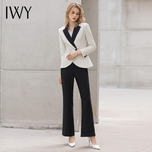 【新品预售】IWY/高级黑白拼接职业套装女西装职业装气质艺考播音正装阔腿裤西服OL 商品图2