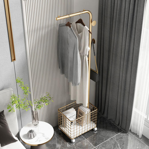 网红ins风轻奢衣架落地立式小型卧室晾衣服挂衣架家用简易衣帽架 商品图4