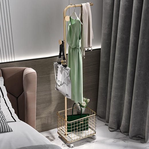 网红ins风轻奢衣架落地立式小型卧室晾衣服挂衣架家用简易衣帽架 商品图2