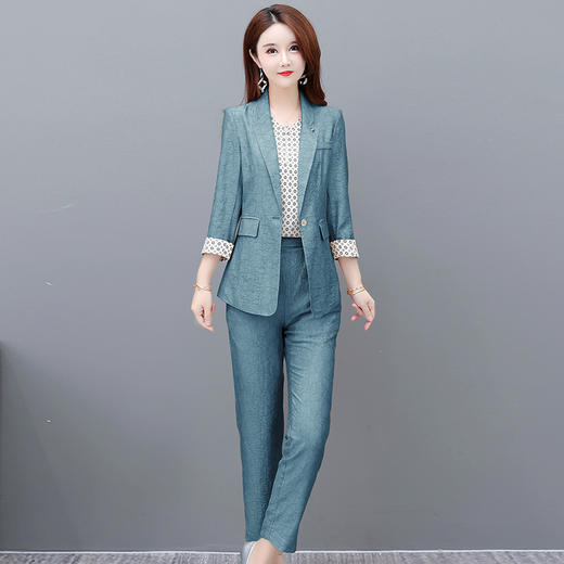 YWE 6897时尚两件套装气质优雅大码小西装外套裤子 商品图1