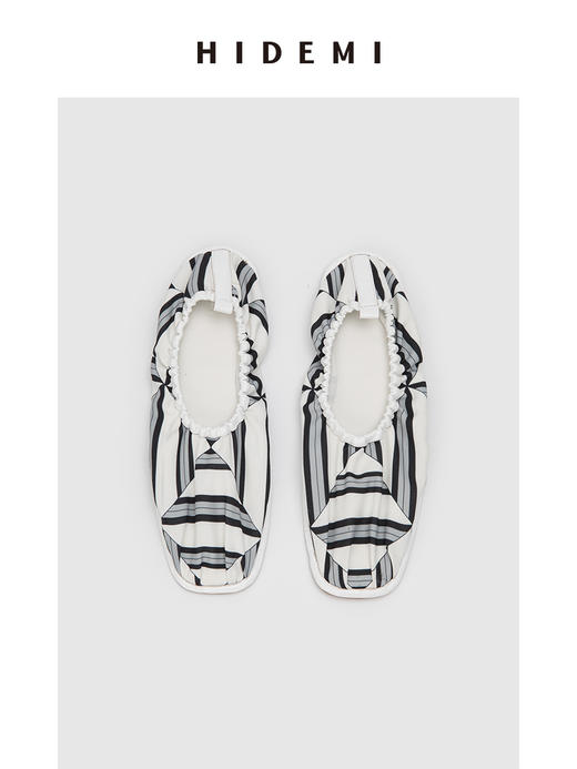 HIDEMI 家居系列都市几何印花小羊皮拼接平底鞋/附赠专属随行袋 商品图8