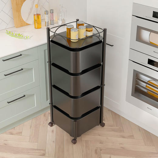 可旋转抽屉推车置物架蔬菜水果蓝厨房客厅收纳架储物 商品图7