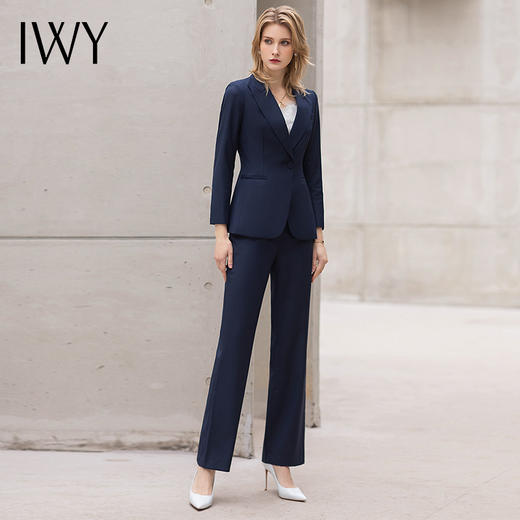 IWY/藏青色高端职业装时尚气质一粒扣西装套装售楼部工作服面试正装OL 商品图1