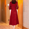 喜婆婆红色花萝香云纱连衣裙2022年新款真丝桑蚕丝改良旗袍裙ZT-791 商品缩略图2