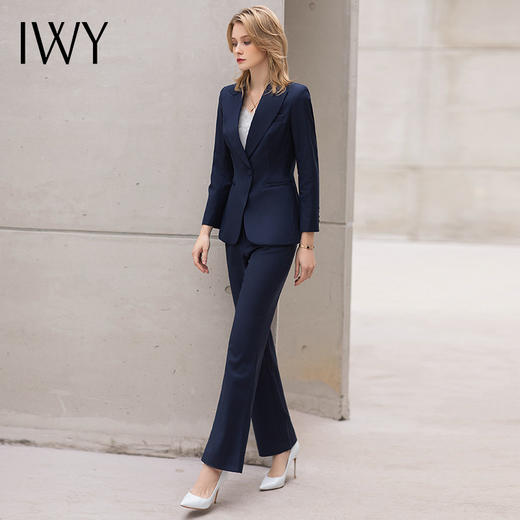 IWY/藏青色高端职业装时尚气质一粒扣西装套装售楼部工作服面试正装OL 商品图2