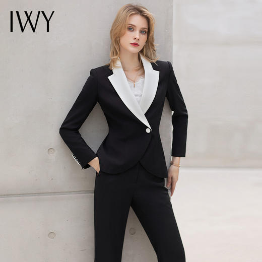 【新品预售】IWY/黑色阔腿裤西装套装女新款高端名媛气质总裁商务工作服职业装正装 商品图4