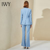 IWY/高端蓝色阔腿裤西装套装女长袖设计感时尚气质总裁职业正装工作服 商品缩略图3