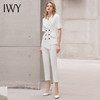 IWY/IWY夏季短袖职业西装套装时尚干练双排扣气质修身白色商务工作服 商品缩略图1