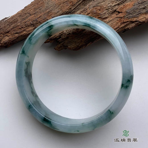 派瑞翡翠 翡翠手镯 糯种 飘蓝花 商品图0