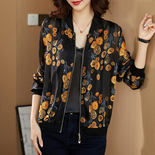 KQL  A56N610雪纺防晒衣外套时尚印花开衫棒球服 商品图2