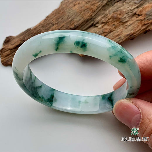 派瑞翡翠 翡翠手镯 糯种 飘蓝花 商品图1