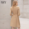 IWY/卡其色七分袖主持正装连衣裙女夏季高端美容院工作服气质名媛裙子 商品缩略图3